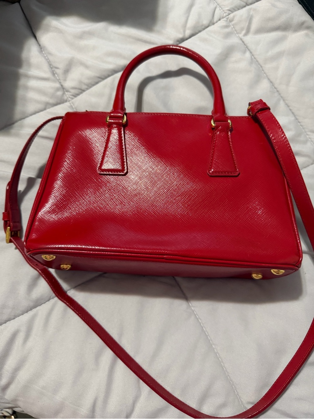 Prada Red Saffiano Patent Leather Top Handle/Shoulder/Crossbody - Picture 8 of 12